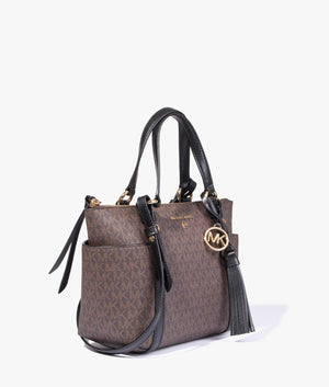 Sullivan MK logo tote in brown & black