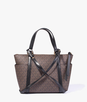 Sullivan MK logo tote in brown & black