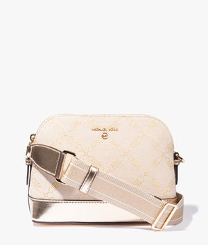 Jet set dome crossbody in natural & pale gold