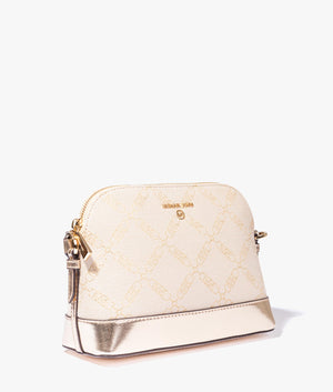 Jet set dome crossbody in natural & pale gold