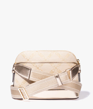 Jet set dome crossbody in natural & pale gold