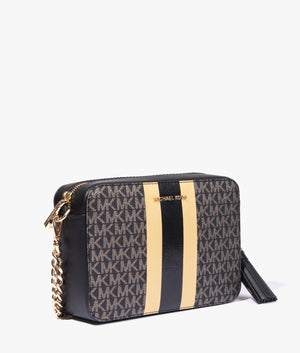 Jet set camera bag in black & gold