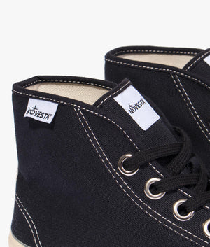 Star dribble contrast stitch high top in black, beige & ecru