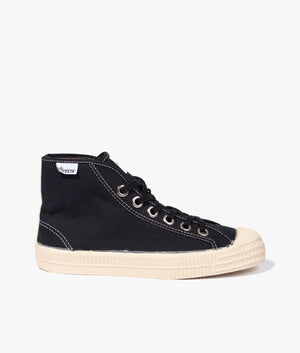 Star dribble contrast stitch high top in black, beige & ecru