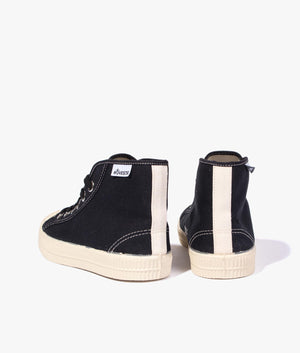 Star dribble contrast stitch high top in black, beige & ecru