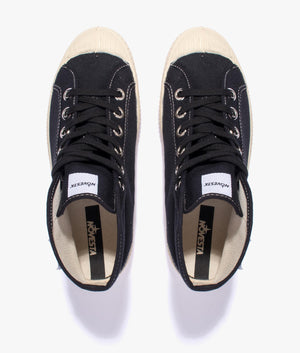 Star dribble contrast stitch high top in black, beige & ecru