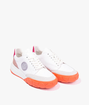 Acey bi colour inflated sneaker in white/orange