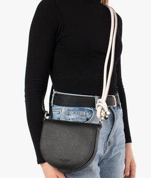Amelina rope handle mini crossbody in black