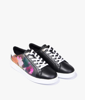 Artoh art print leather cupsole sneaker in black