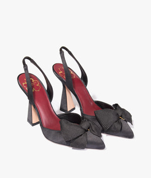 Bettye satin sling back courts in black