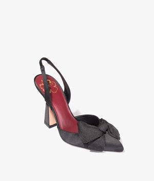 Bettye satin sling back courts in black