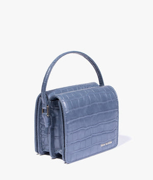 Ell imitation croc mini crossbody in blue