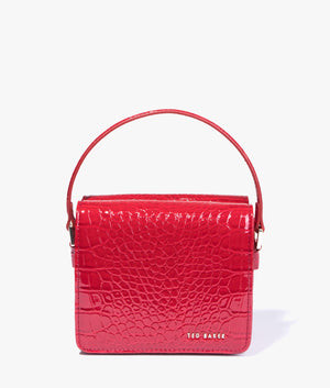 Ell imitation croc mini crossbody in red