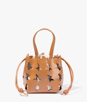 Florene flower laser cut mini tote in brown