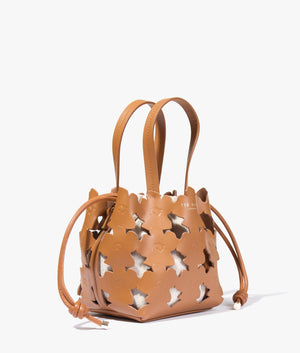 Florene flower laser cut mini tote in brown