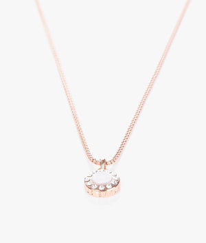 Gemmarh gem button pendant in rose gold & clear crystal