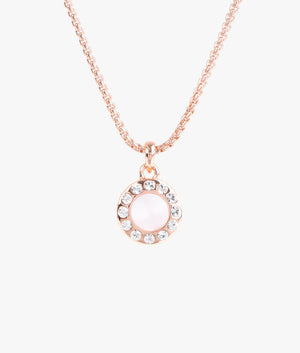 Gemmarh gem button pendant in rose gold & clear crystal