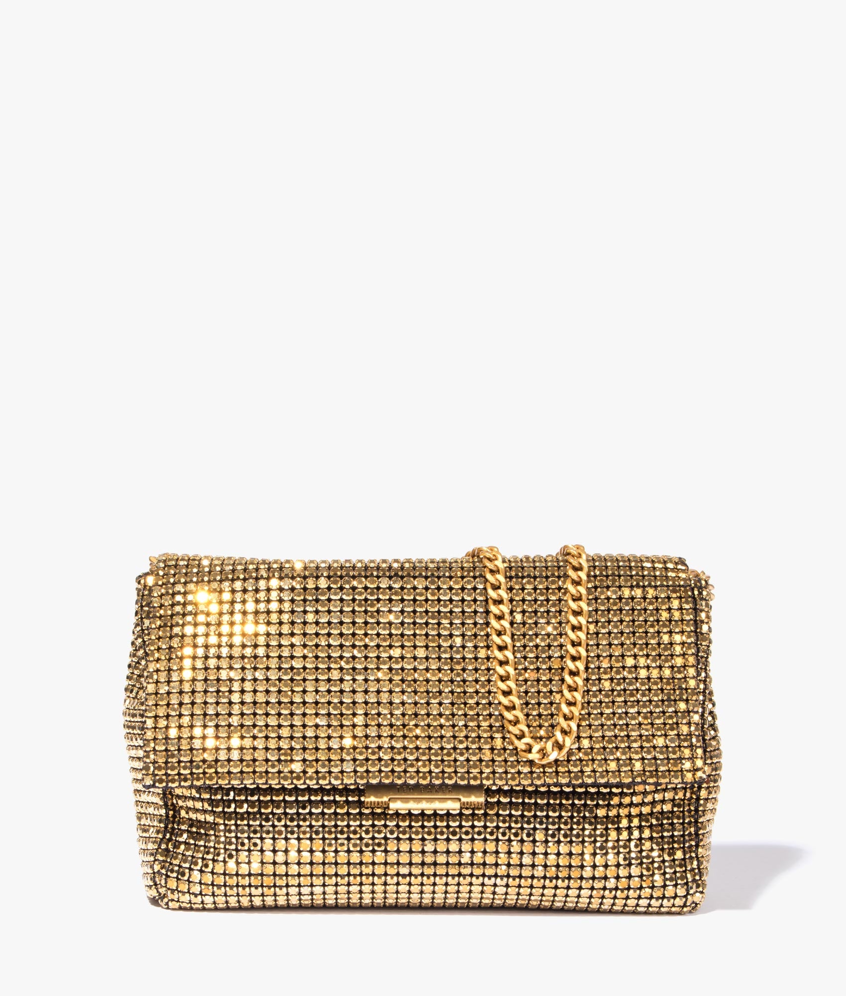 Ted Baker | Glitzet crystal baguette clutch bag in gold | EQVVS Womens