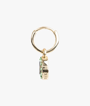 Graco gem button huggie earrings in gold & green crystal