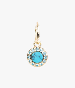 Graco gem button huggie earrings in gold & turquoise