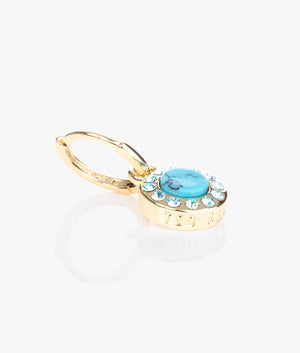 Graco gem button huggie earrings in gold & turquoise