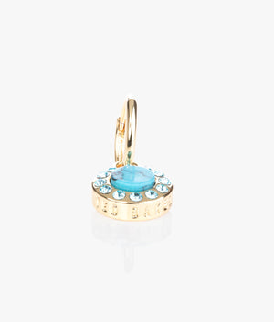 Graco gem button huggie earrings in gold & turquoise