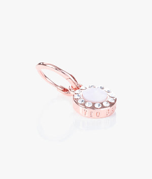 Graco gem button huggie earrings in rose gold & clear crystal