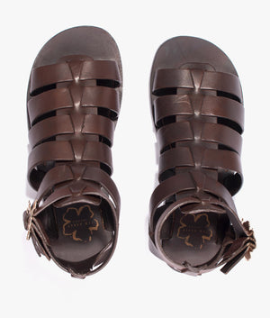 Graycey leather flat gladiator sandal in dark brown
