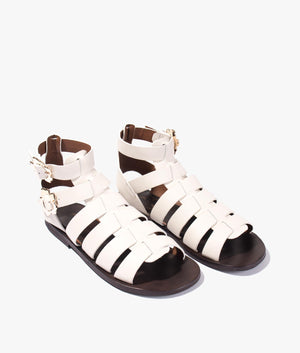 Graycey leather flat gladiator sandal in ivory