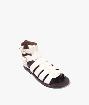 Graycey leather flat gladiator sandal in ivory