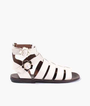 Graycey leather flat gladiator sandal in ivory