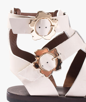 Graycey leather flat gladiator sandal in ivory