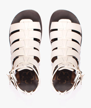Graycey leather flat gladiator sandal in ivory