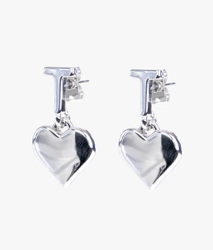 Hati tee heart drop earrings in silver