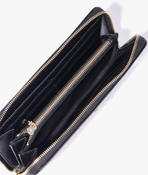 Hearten heart stud zip around purse in black