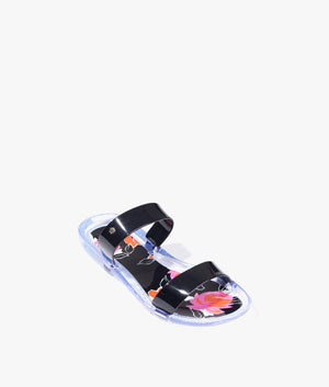 Juleey bolt on two strap jelly sandal in black