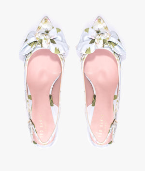 Krili floral printed bow court heels in light green