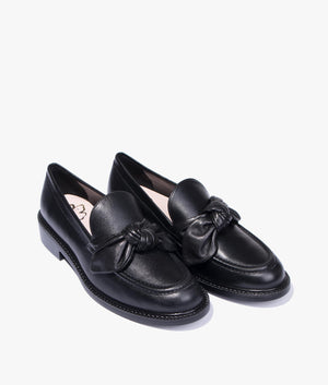 Lacy bow detail loafer in black