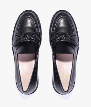 Lacy bow detail loafer in black