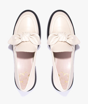 Lacy bow detail loafer in natural