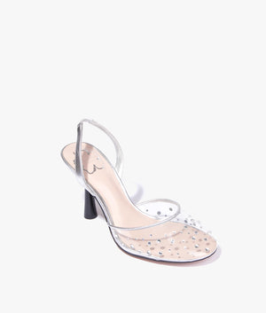 Larlar rounded toe sling back diamante heels