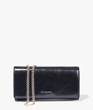 Liberta metallic purse on a chain in black