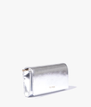 Liberta metallic purse on a chain in silver