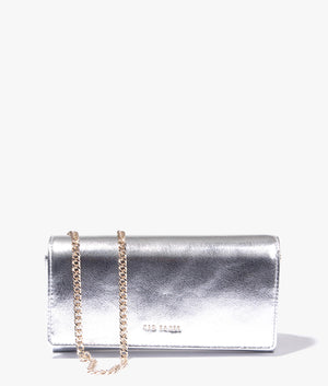 Liberta metallic purse on a chain in silver