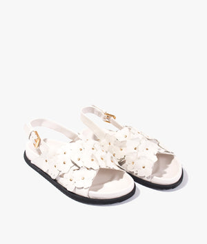 Miarah magnolia leather flat sandal in ivory