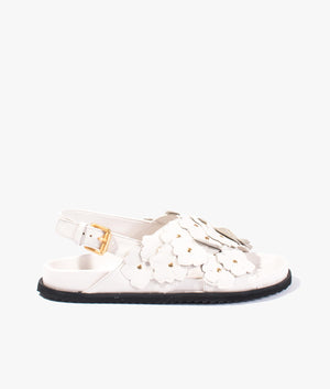 Miarah magnolia leather flat sandal in ivory