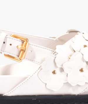 Miarah magnolia leather flat sandal in ivory