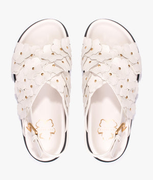 Miarah magnolia leather flat sandal in ivory