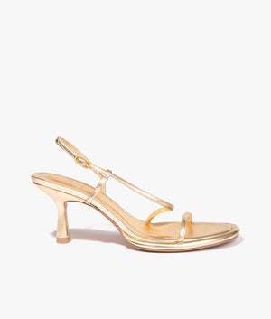 Myloh round footbed kitten sandal in gold