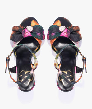 Neemia art print heeled bow sandals in black